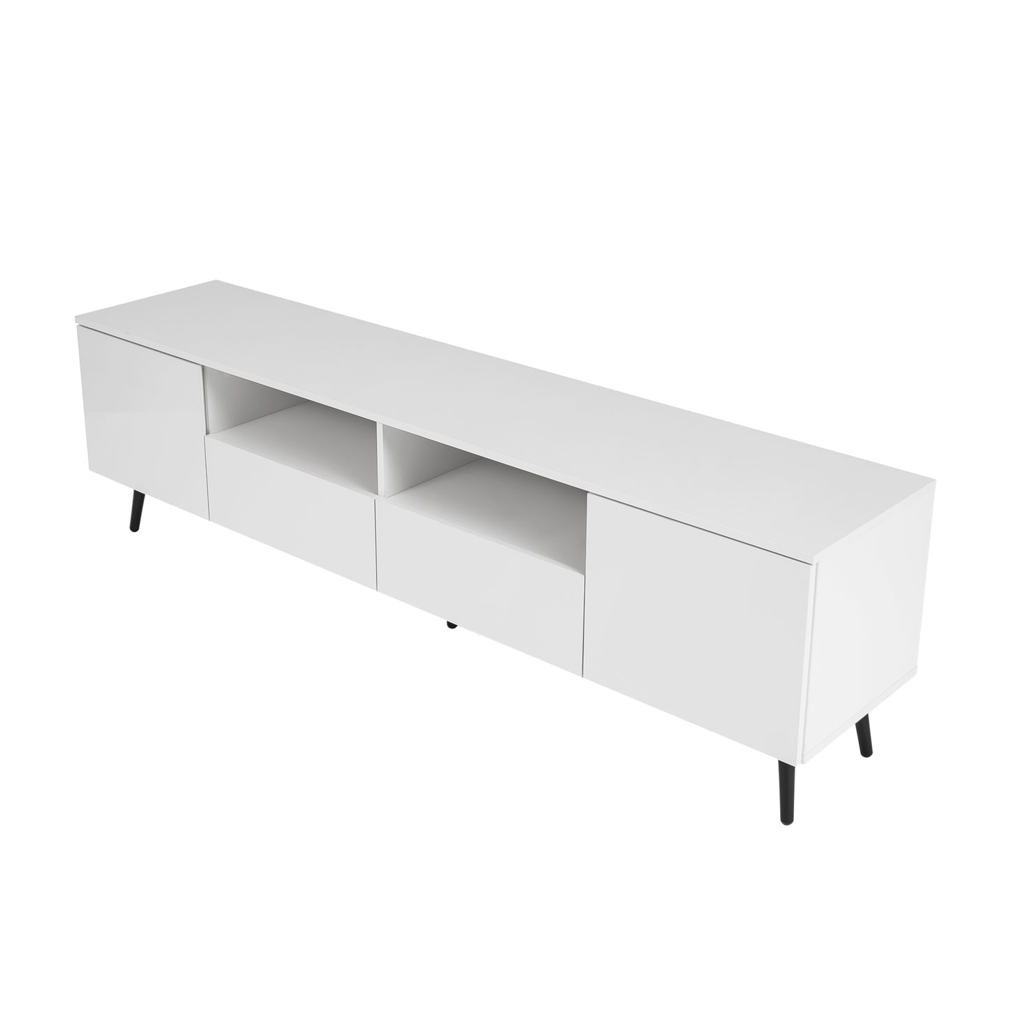 Modern White TV Stand, 16 Colors LED TV Stand W Remote Control Lights