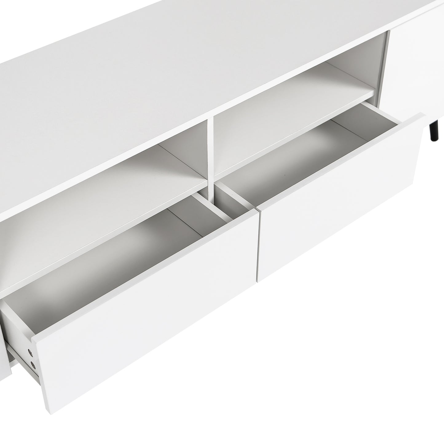 Modern White TV Stand, 16 Colors LED TV Stand W Remote Control Lights