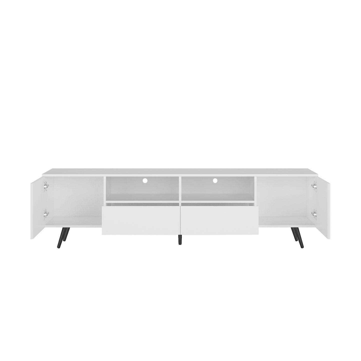 Modern White TV Stand, 16 Colors LED TV Stand W Remote Control Lights