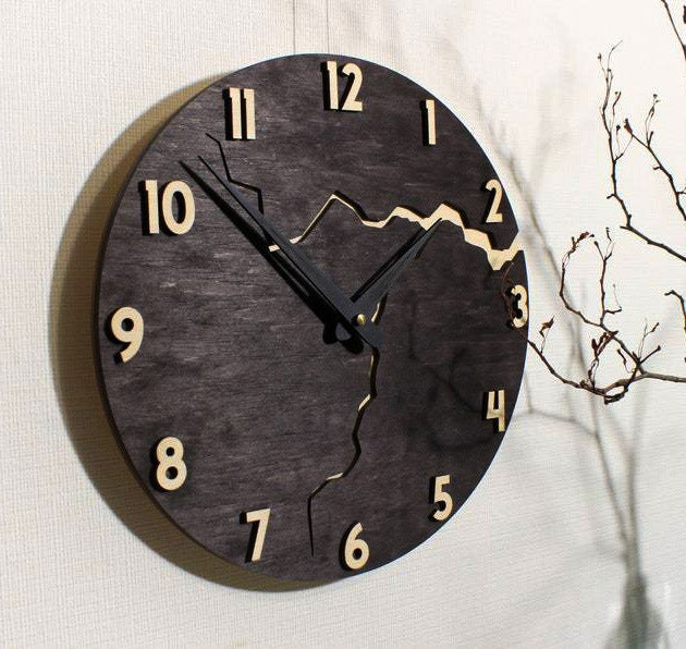 Modern Home Creative Crack Simple Wooden Wall Clock