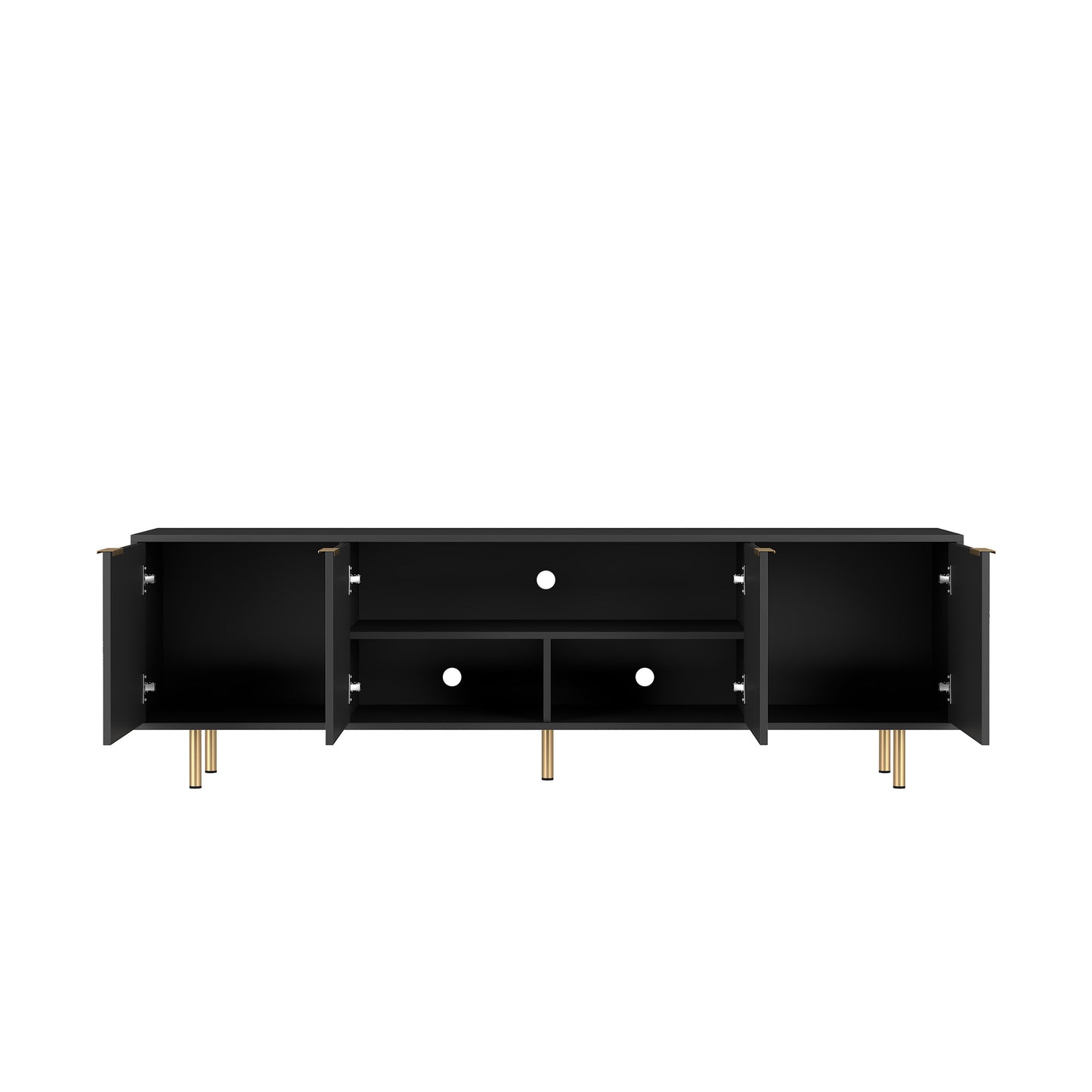 Black Modern TV Stand Fluted , Entertainment Center With Storage Doors, TV Console Media Cabinet, For 55 Inch TV, Living Room