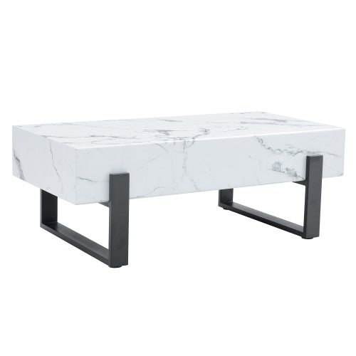 47.2x23.6 Black And White Minimalist MDF Marble Patterned Coffee