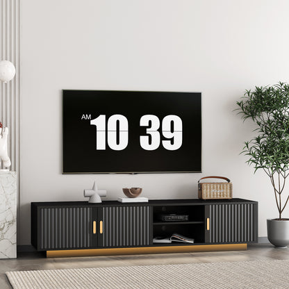 Mid Century Modern TV Stand With LED Lights For 80 Inch TV, Entertainment Center Wooden.