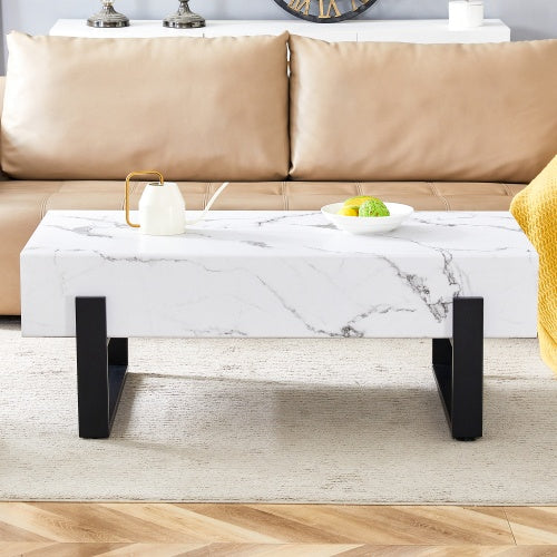 47.2x23.6 Black And White Minimalist MDF Marble Patterned Coffee