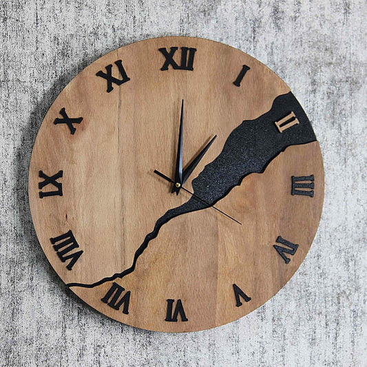 Modern Home Creative Crack Simple Wooden Wall Clock