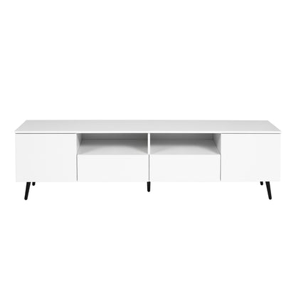 Modern White TV Stand, 16 Colors LED TV Stand W Remote Control Lights