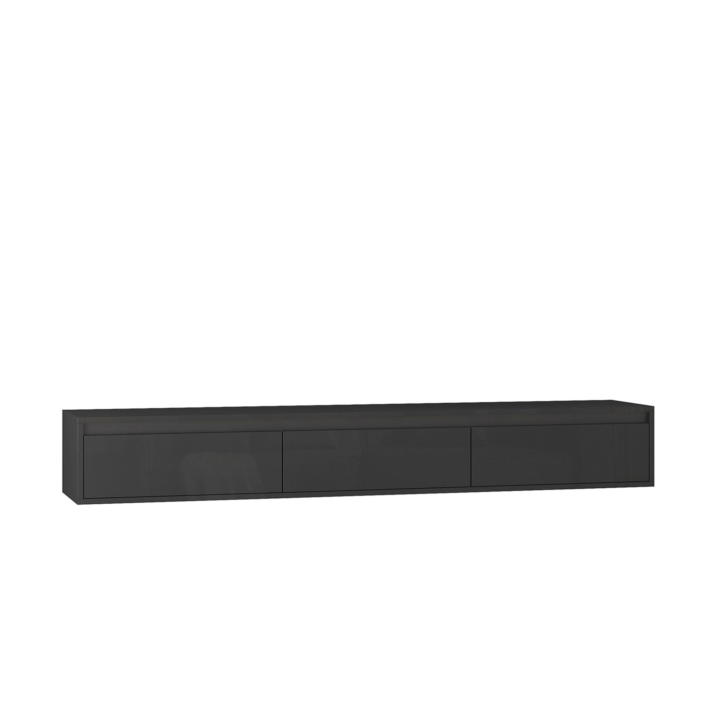 Floating TV Stand, Wall Mounted TV Shelf With Led Lights & Power Outlet,High Gloss TV Cabinet For Black Tv Stands For Living Room